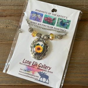 Watercolor Sunflower New Pendant Necklace
